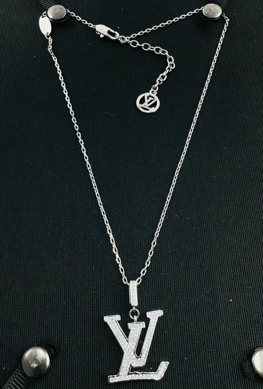 Noir Luxe Crystal Monogram Necklace