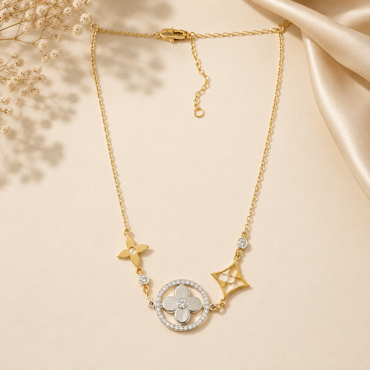 Celeste Clover Crystal Necklace