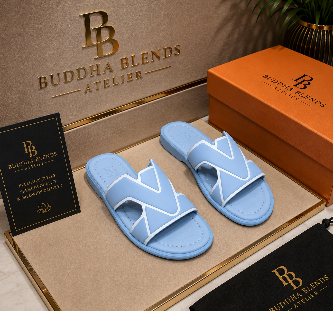 Buddha Blends Atelier Riviera Monogram Slides