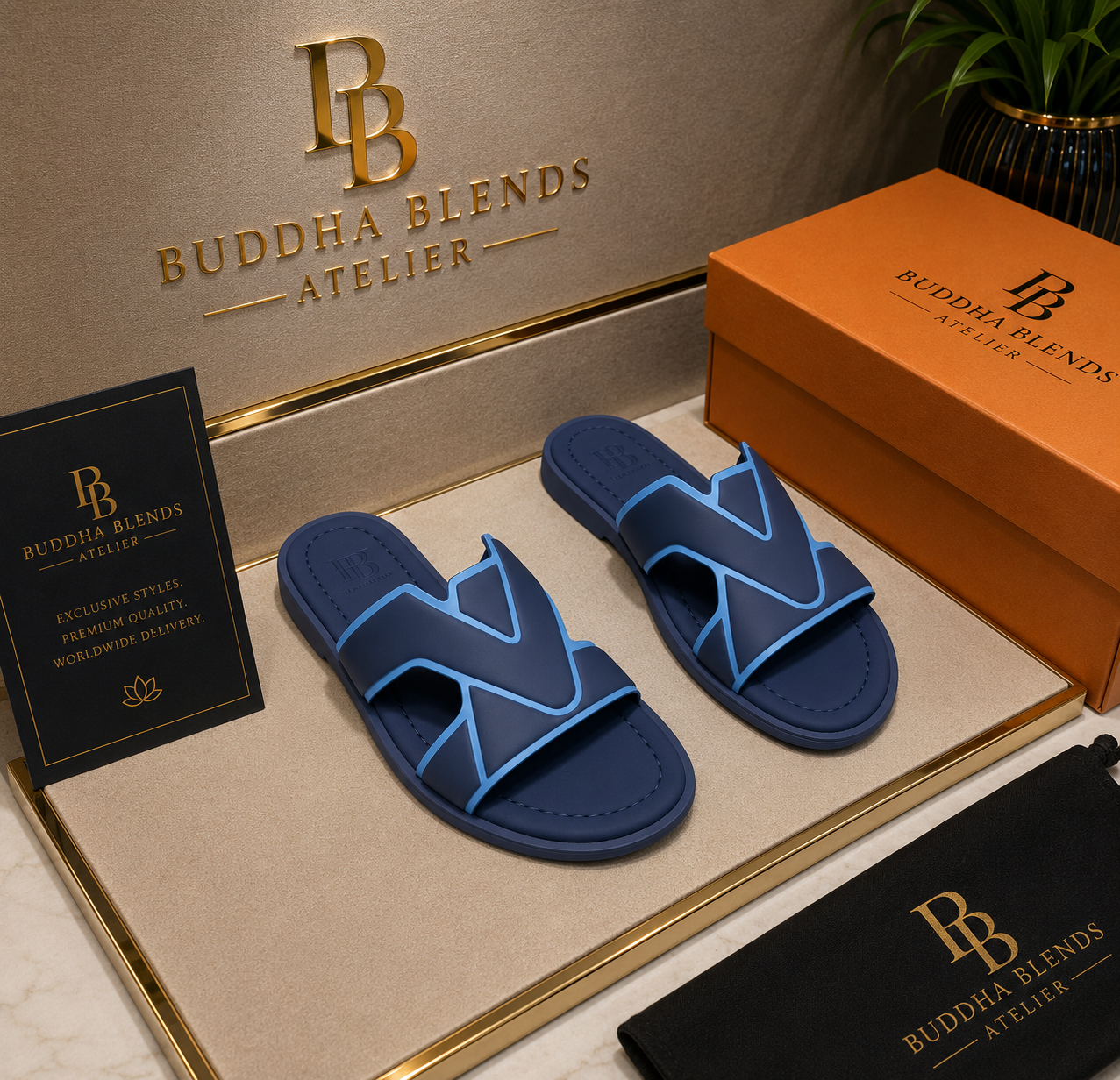 Buddha Blends Atelier Riviera Monogram Slides