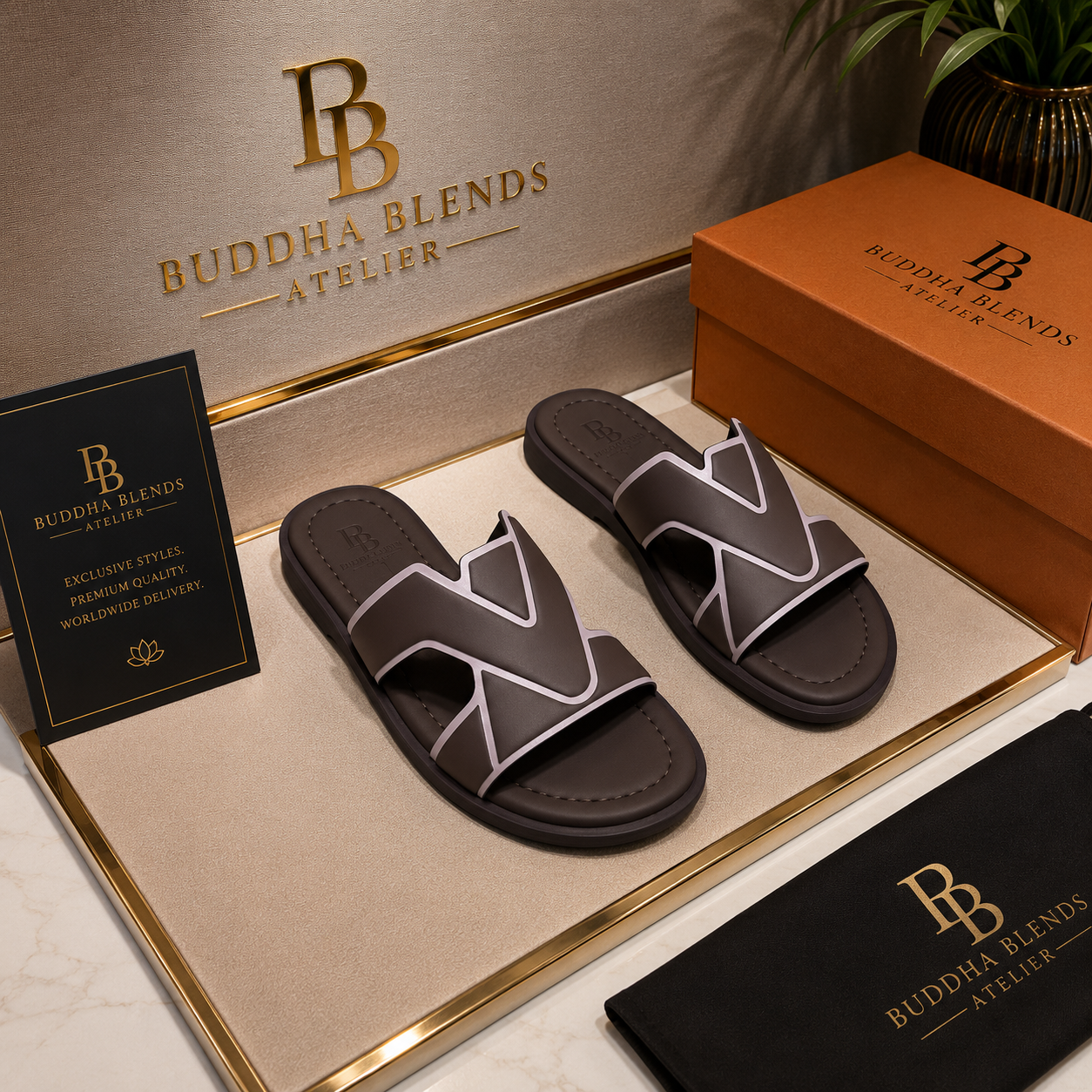 Buddha Blends Atelier Riviera Monogram Slides