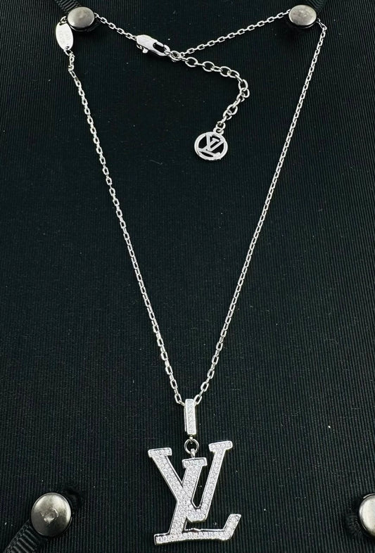 Noir Luxe Crystal Monogram Necklace