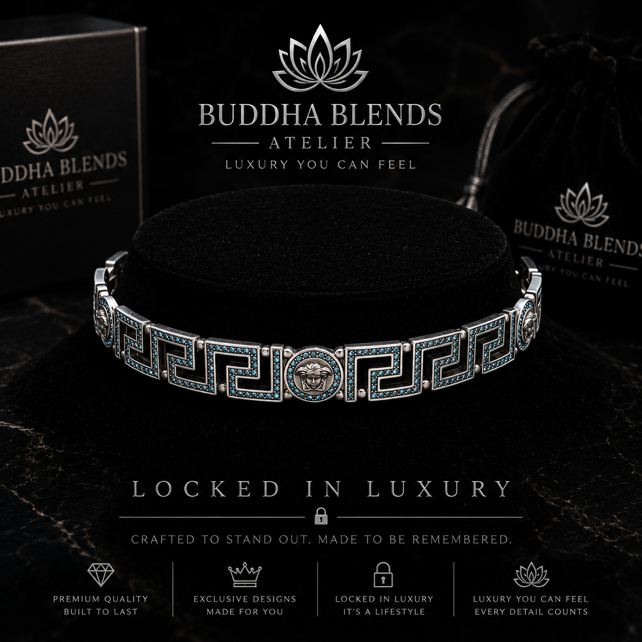 Silver Blue Crystal Luxury Necklace