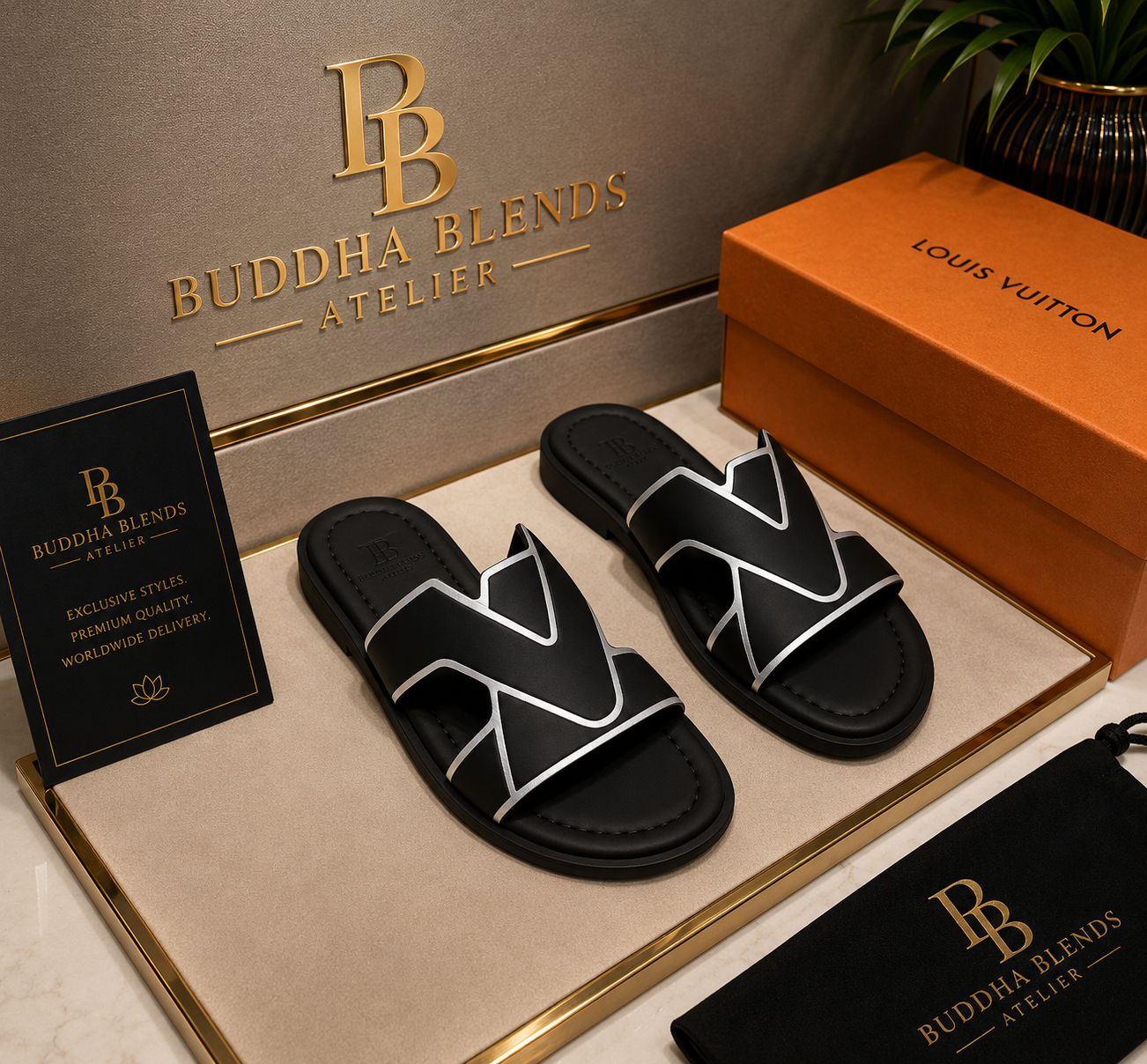 Buddha Blends Atelier Riviera Monogram Slides
