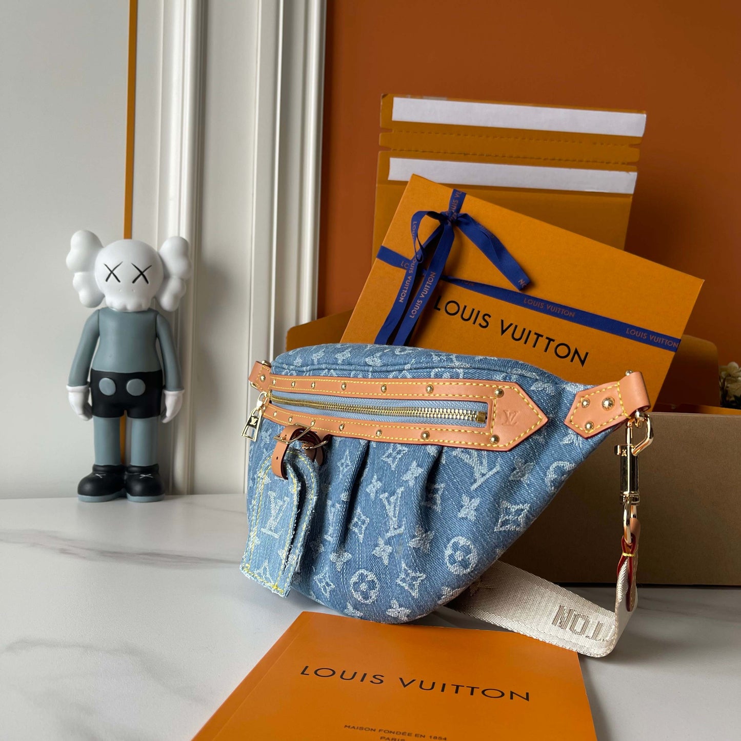 LULU DENIM BUM BAG 38×16×7.5cm