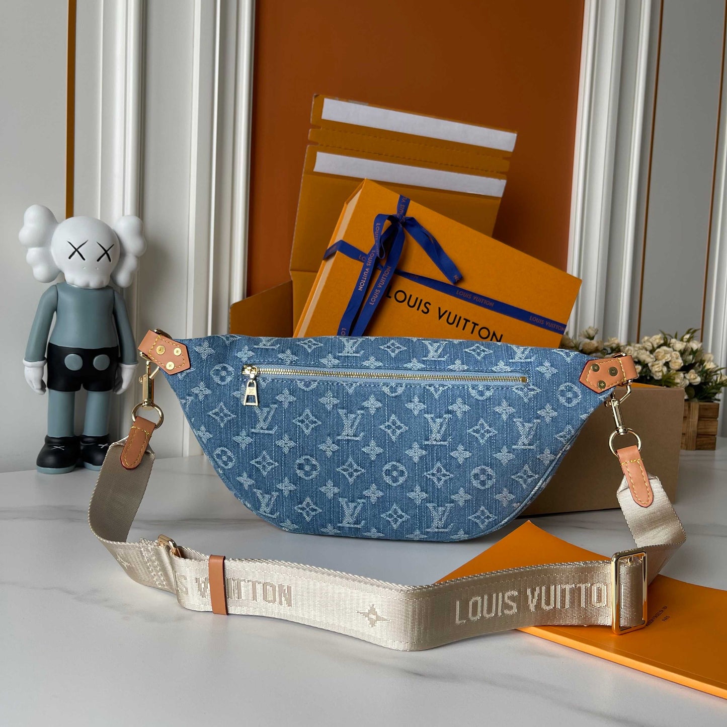 LULU DENIM BUM BAG 38×16×7.5cm