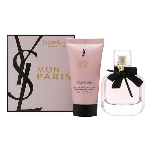 Ysl mon paris 2 pcs set: 1.6 eau de parfum spray + 1.6 body lotion